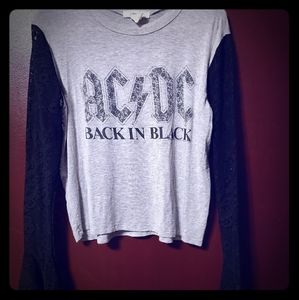 Soft ACDC Lace Sleeve top